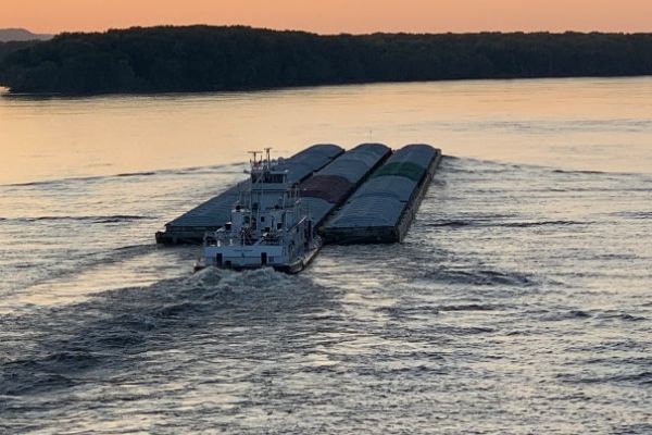 Barge on river.